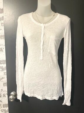 Rails White Long-Sleeve Henley Top - Women XS